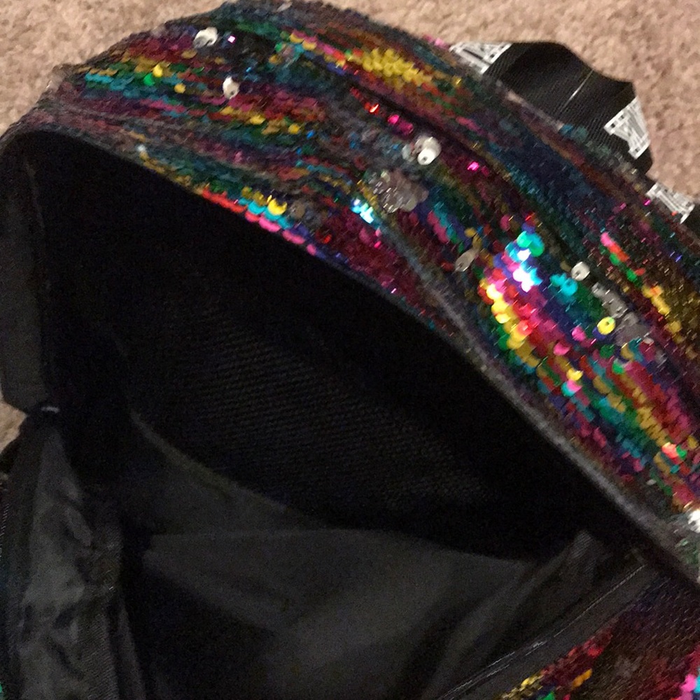NEW Victoria’s Secret PINK Rainbow Multi Sparkle Sequin Backpack Schoolbag 3 - Picture 6 of 8
